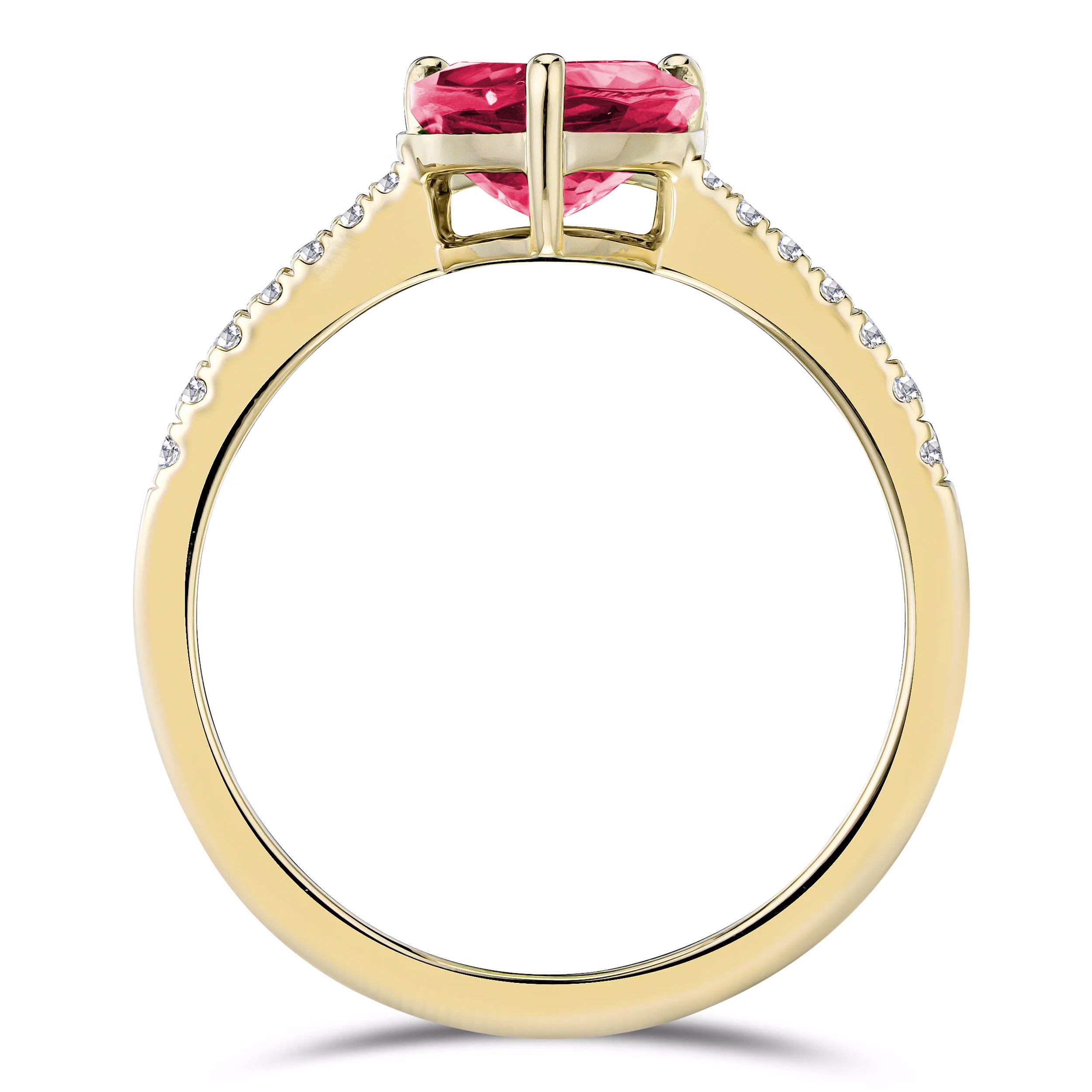 Astra 3.50ct Lab Ruby and Diamond Shoulder Set Pear Cut Ring in 18K Gold Vermeil